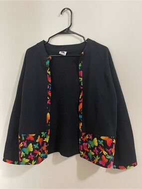 Vintage 90s Fruit of the Loom Butterfly Upcycled Sweatshirt Cardigan Jacket M